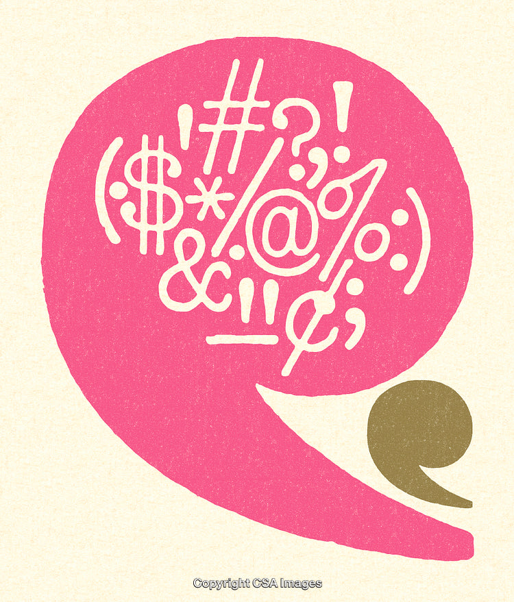 Creative Typographic Design Featuring Symbols Inside a Pink Speech Bubble