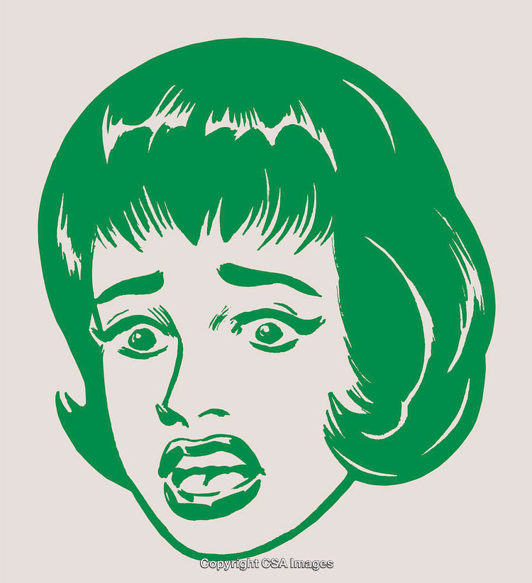 Retro Styled Illustration of a Woman with a Surprised Expression