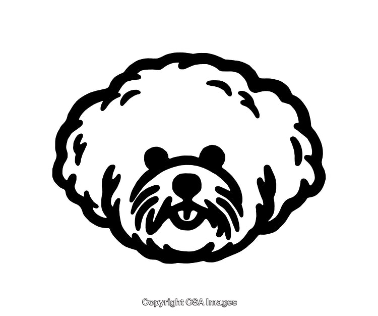Black and White Line Art of a Cute Fluffy Dog Face