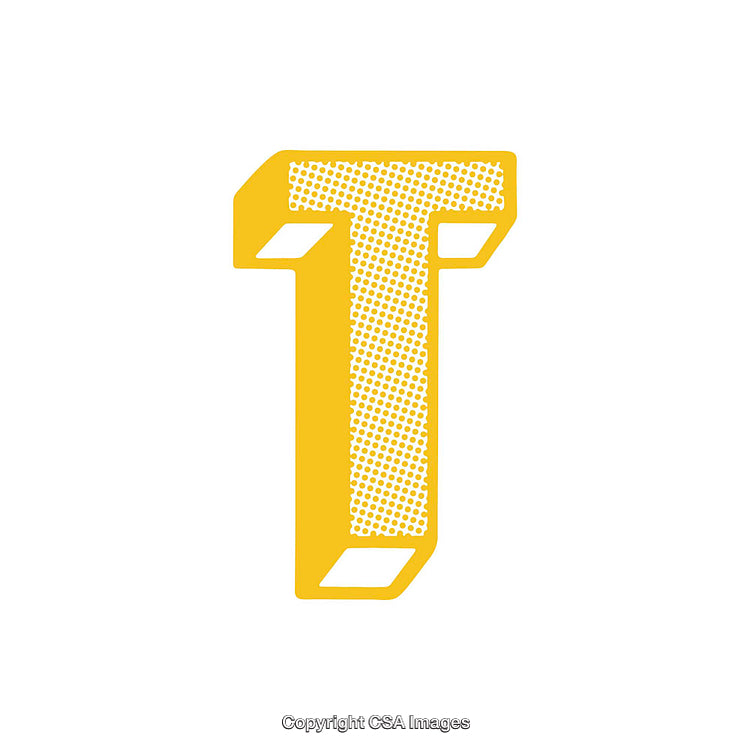 Stylized Letter T with Halftone Texture in Bright Yellow Design