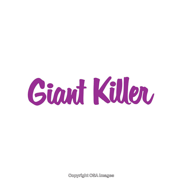 Purple Handwritten Style Text Reading 'Giant Killer' on a White Background