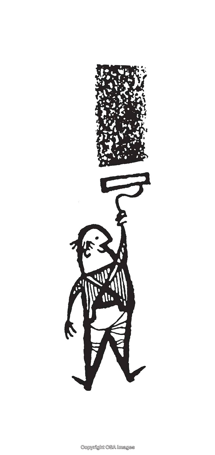 Black and White Line Art of a Painter with Roller