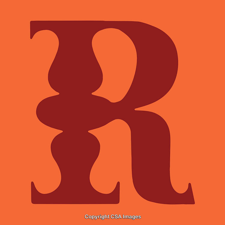 Creative Typography Artwork Featuring Stylized Letter R in Bold Orange and Red