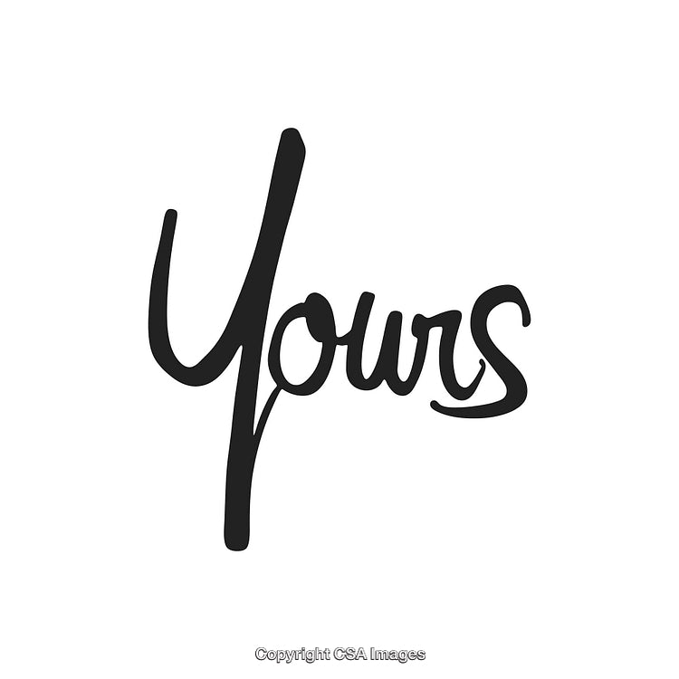 Cursive Lettering of the Word 'Yours' With Minimalistic Design