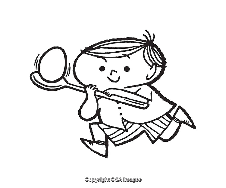 Illustration of a Child Playing with an Egg in Spoon Game