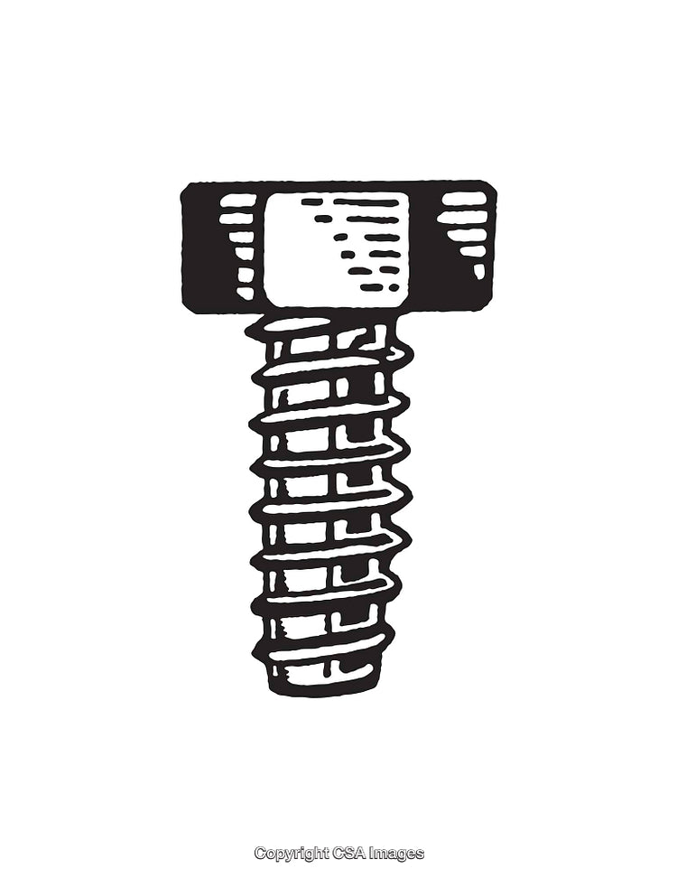 Black and White Line Art Illustration of a Screwed Bolt