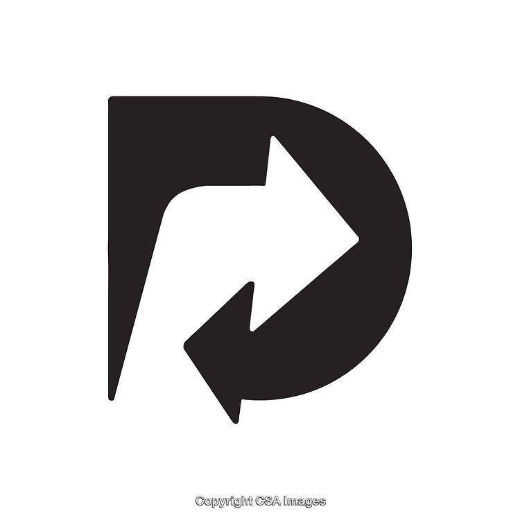 Black and White Abstract Arrow Shape Emblem