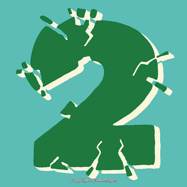 Creative Illustrated Representation of the Number Two in Bold Green Color