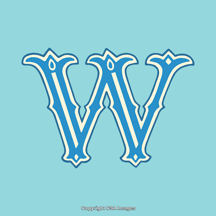 Elegant Ornamental Letter W Design on Blue Background