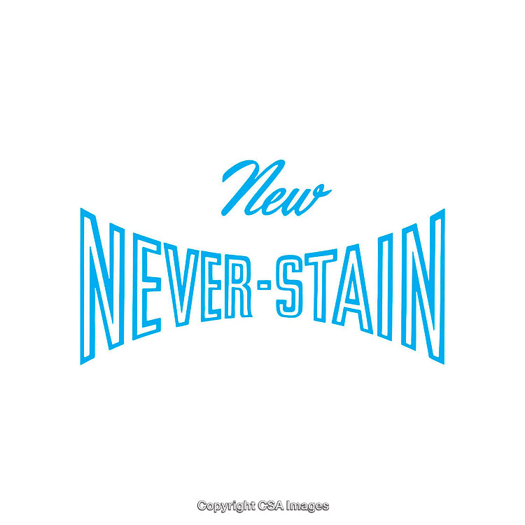 Stylized Blue Wordmark Artwork Featuring the Text 'New Never-Stain'