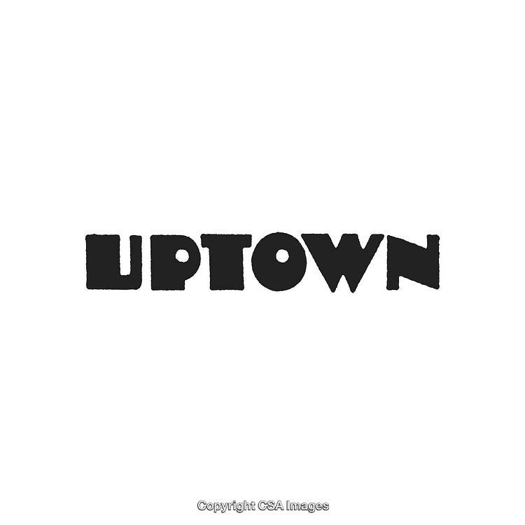 Bold Typography Displaying The Word 'Uptown' in Dark Block Letters on White