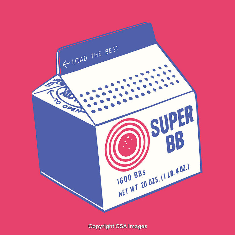 Colorful Line Art Illustration of Super BB Packaging on a Bright Background