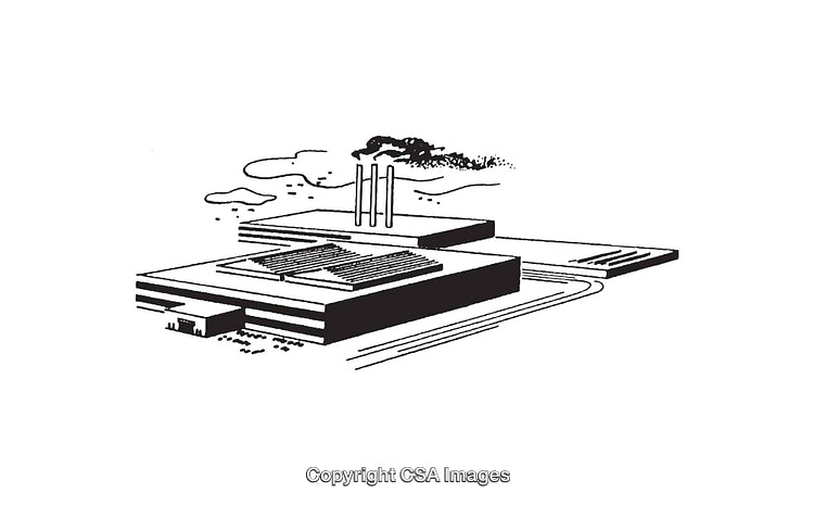Black And White Line Art Illustration of a Modern Industrial Complex