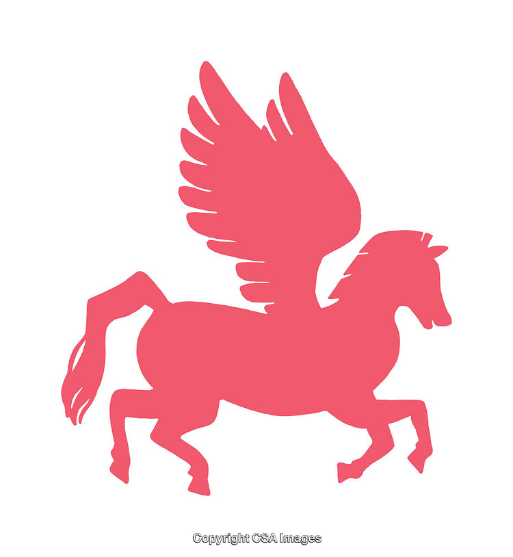 Silhouette of a Winged Horse in Bold Pink Color