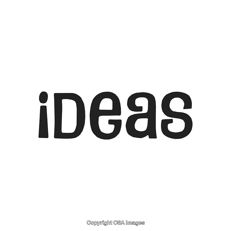 Creative Typography Displaying the Word Ideas on a White Background