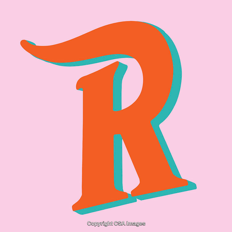 Stylish Typography of Bold Letter R on Pink Background