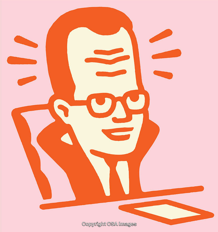 Colorful Line Art Illustration of a Smiling Individual with Glasses