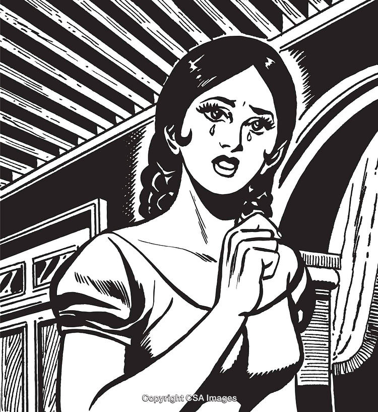 Emotional Expression of a Woman in Retro Comic Art Style