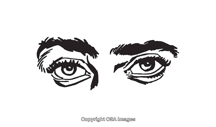 Stylized Black And White Line Art Drawing Of Human Eyes