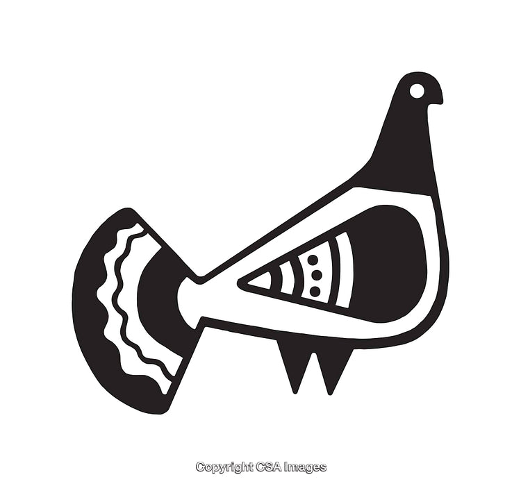 Black and White Stylized Bird Line Art Illustration