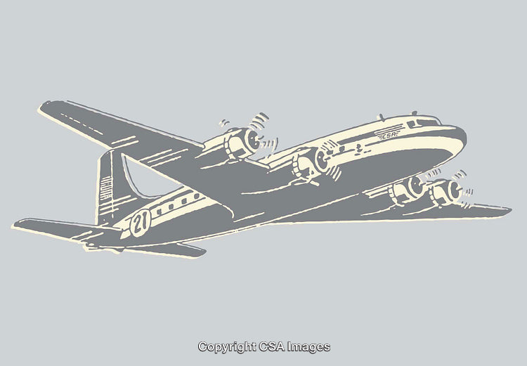 Detailed Vintage Airplane Line Art in Classic Style