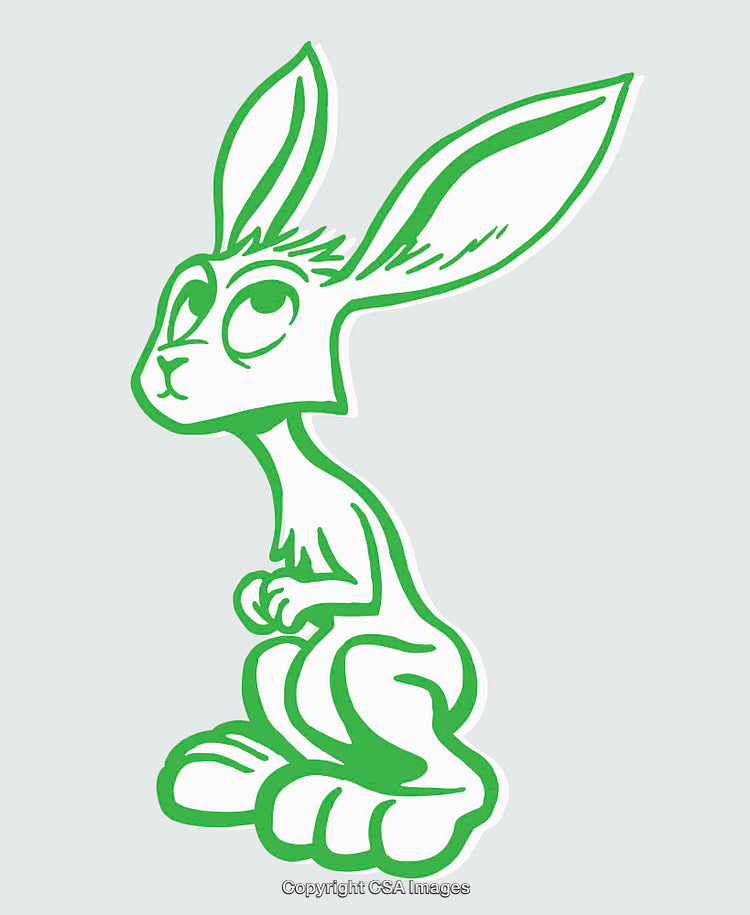 Stylized Green Rabbit in Line Art Over Light Background