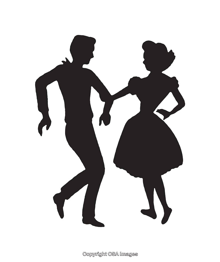 Silhouette of a Dancing Couple in Vintage Style