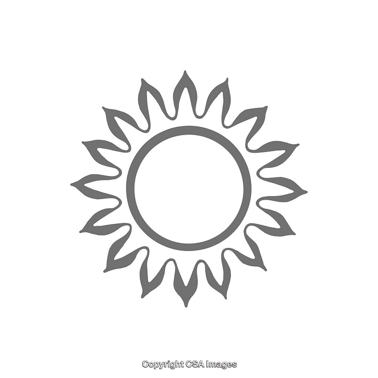 Minimalist Sun Illustration with Black Rays on a White Background