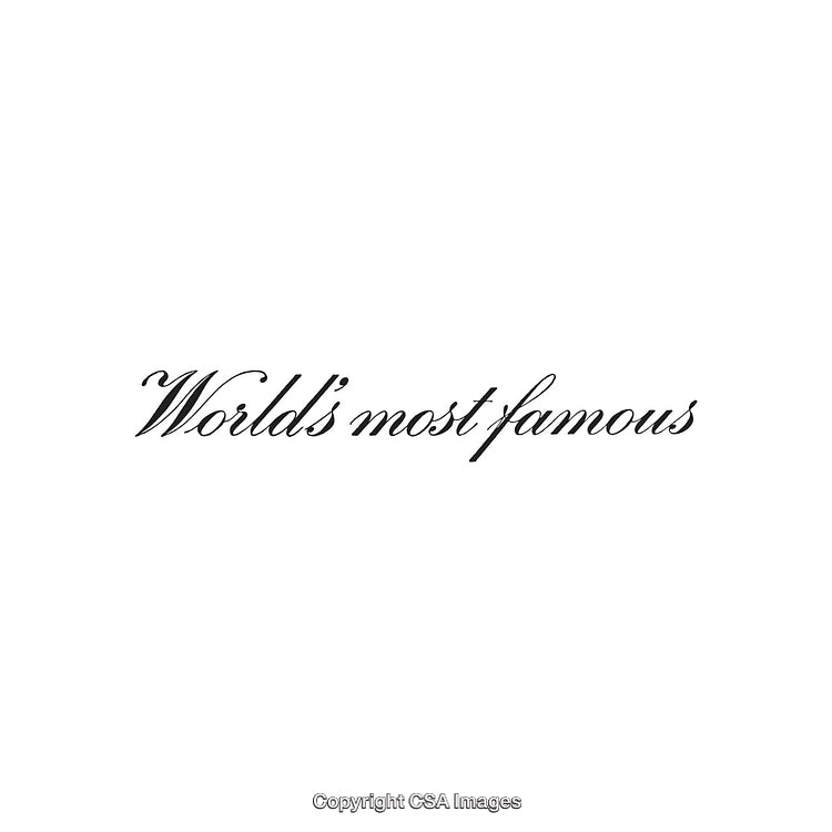 Elegant Calligraphy Text Displaying "World's Most Famous" on a White Background