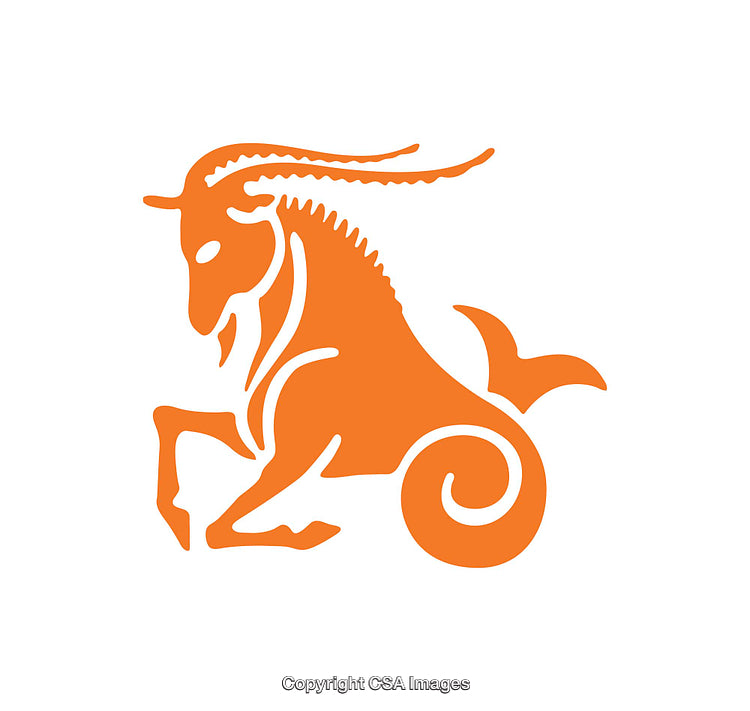 Minimalist Capricorn Zodiac Symbol in Vibrant Orange Design