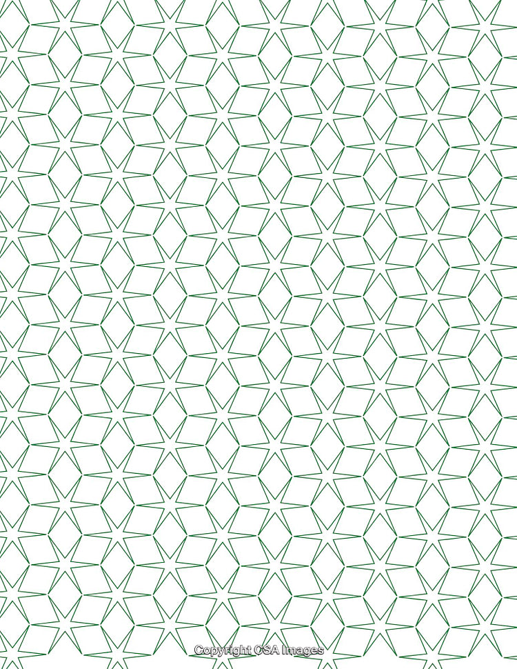 Green Geometric Star Pattern Over White Background in Abstract Design