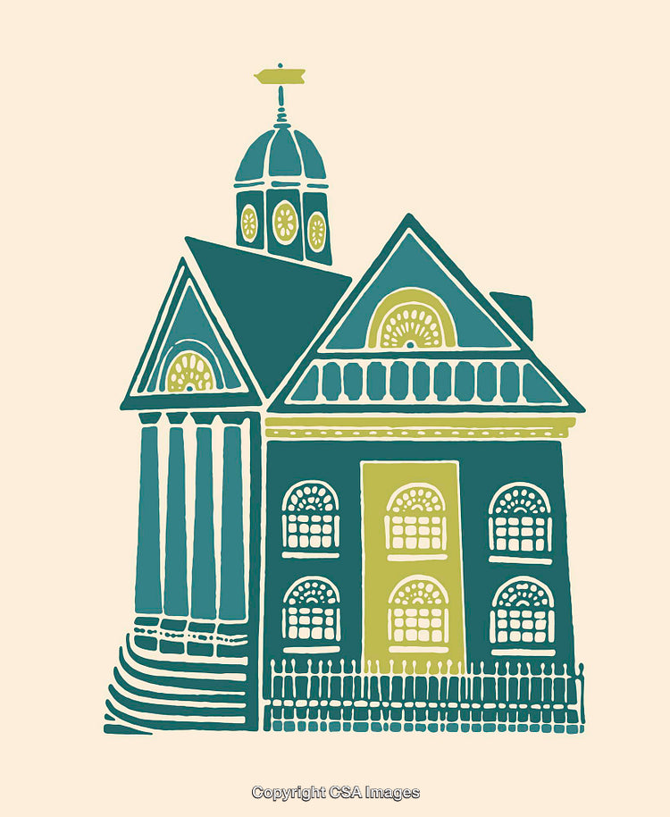 Elegant Line Art Illustration of a Vintage Building with Ornate Windows