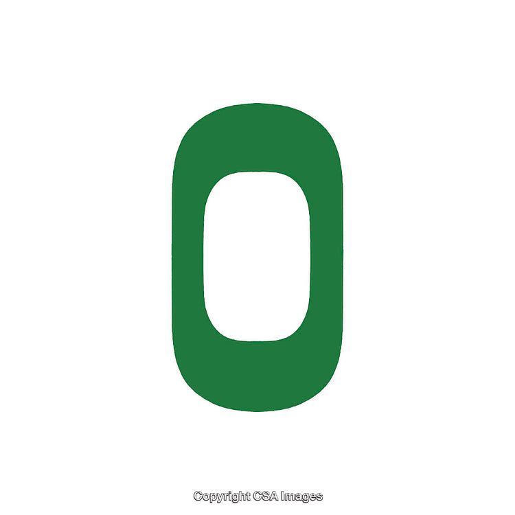 Green Zero Number Symbol on Clean White Background