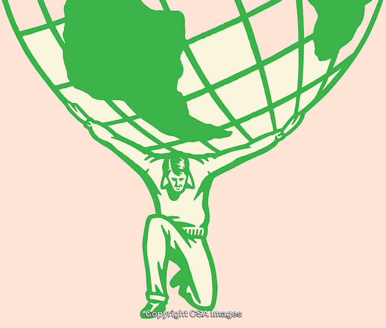 Illustration of Figure Bearing a Globe Representing Responsibility and Dependence