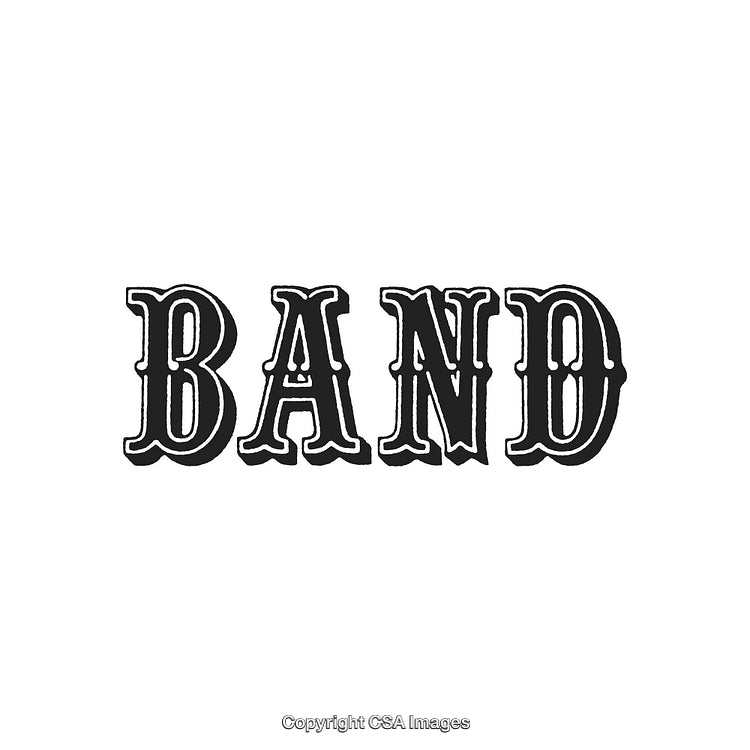 Stylized Black Text Typography with the Word Band on a White Background