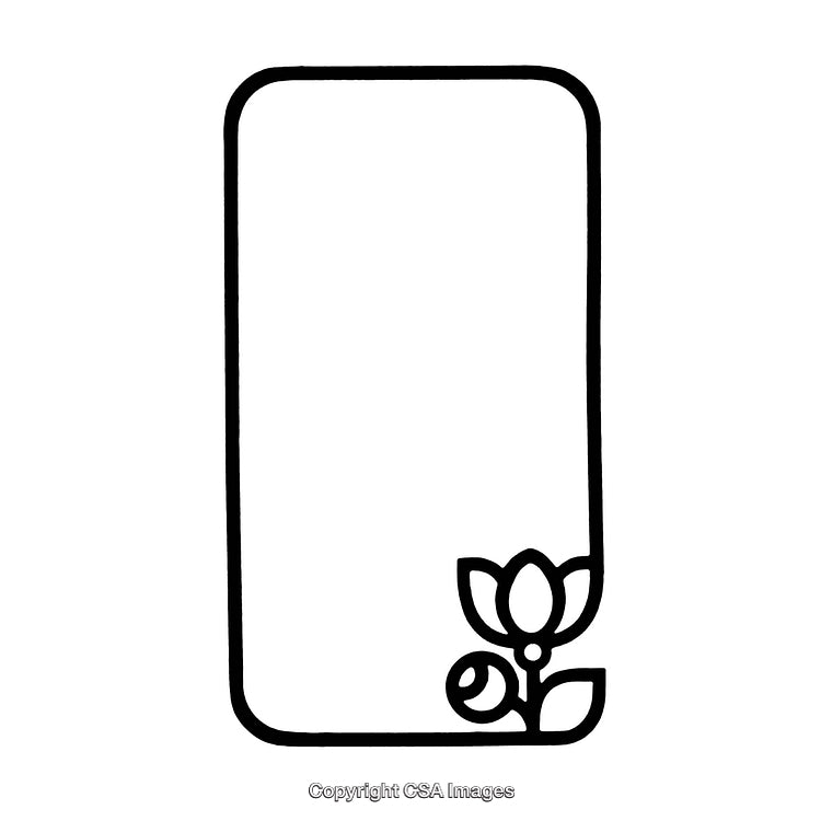 Simple Border Design with Floral Element in Black and White