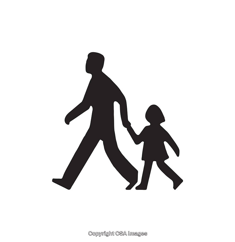 Black And White Icon of Parent and Child Walking Together