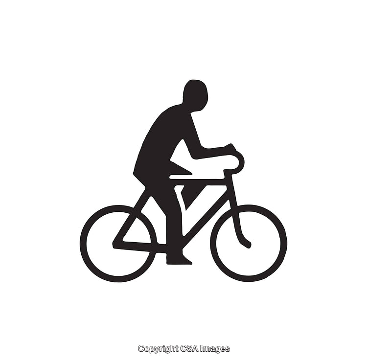 Black and White Icon of a Person Riding a Bicycle