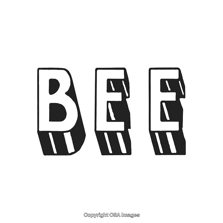 Creative Black and White Typography Design Featuring Text 'Bee'