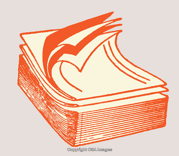 Stylized Illustration of Abstract Stack of Papers in Orange Tones