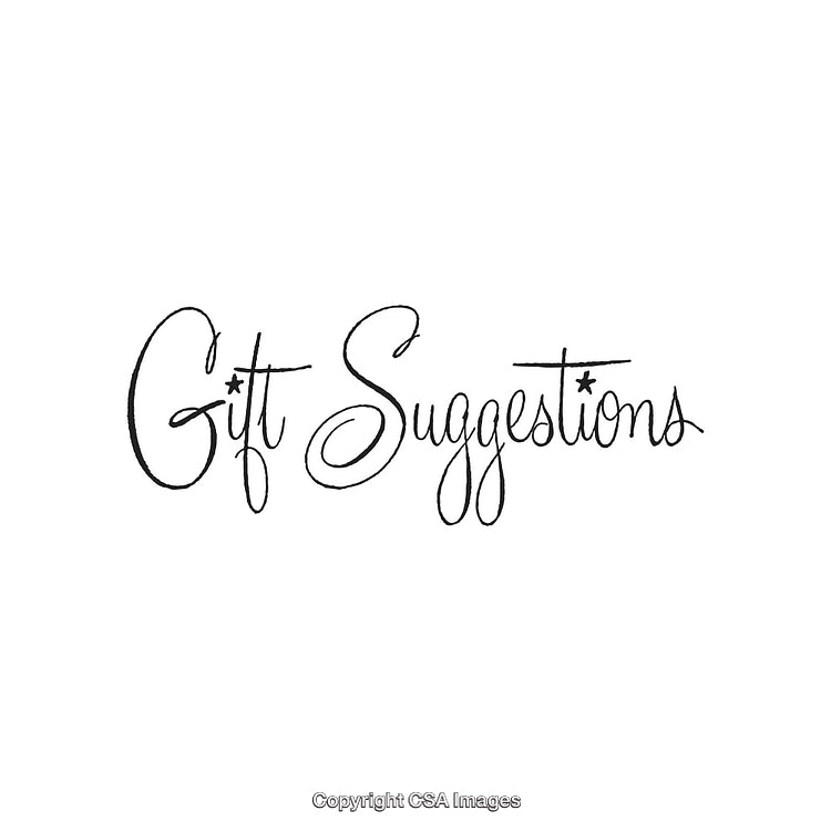 Handwritten Text Image Featuring Stylish Lettering Reading "Gift Suggestions"