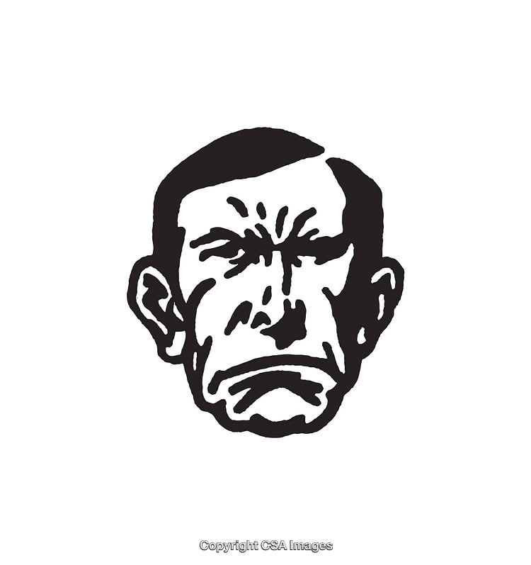 Expressive Black and White Line Art Drawing of a Person's Face