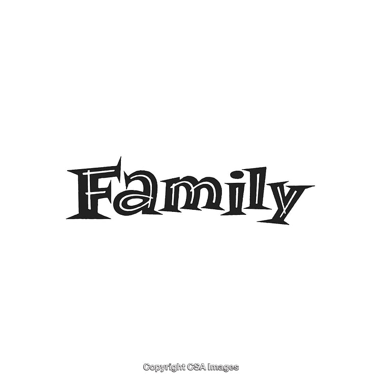 Stylized Text Depicting the Word Family in Black Bold Artistic Font