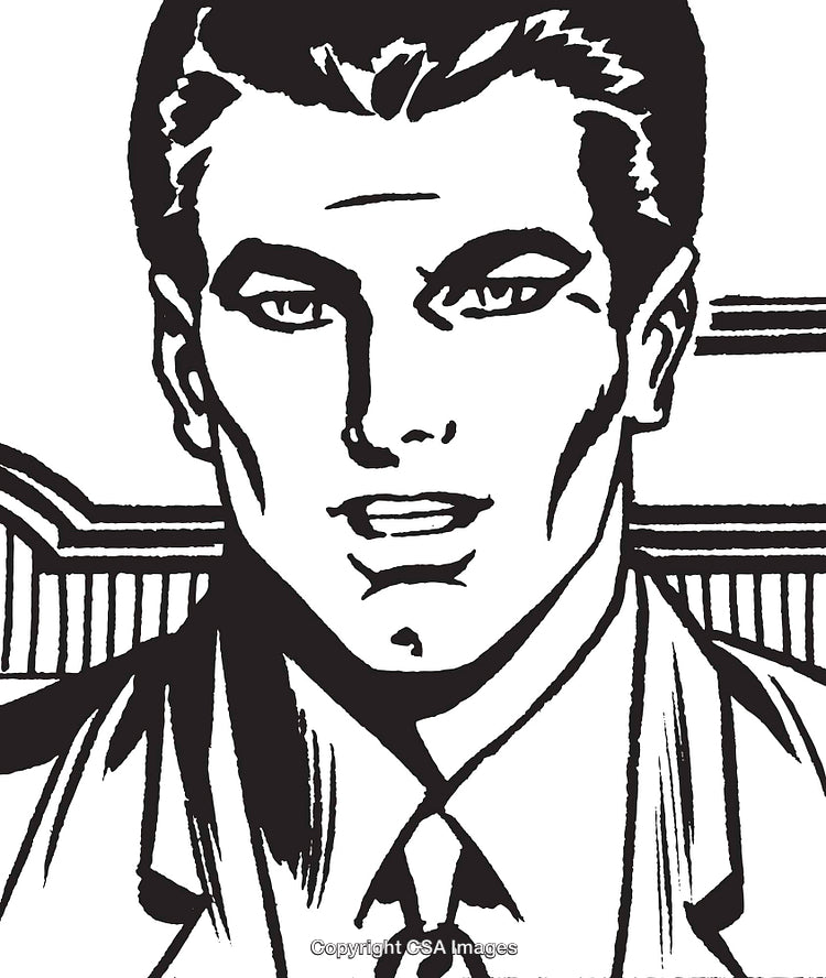 Retro Illustration of Professional Young Man in Classic Suit and Tie
