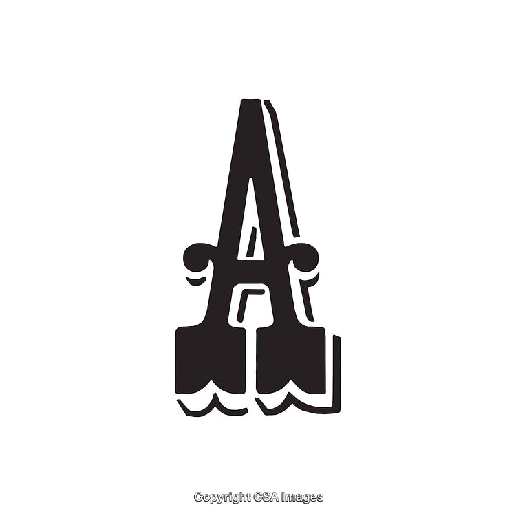 Vintage-Style Black Letter 'A' with Unique Artistic Design