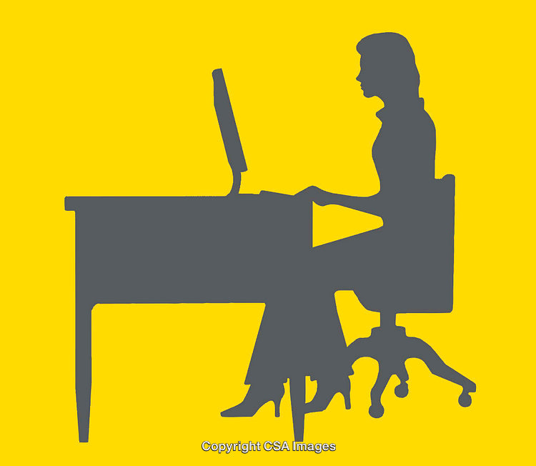 Silhouette of a Person Working on a Computer in a Bright Minimalist Style