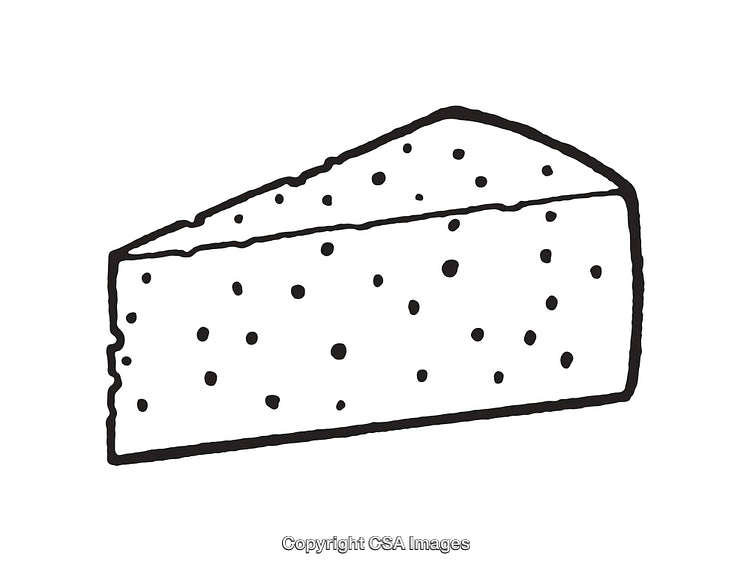 Simple Black and White Line Art of a Cheese Slice