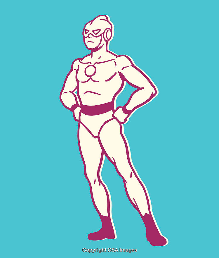 Stylized Superhero Line Art Illustration in Minimalistic Comic Style