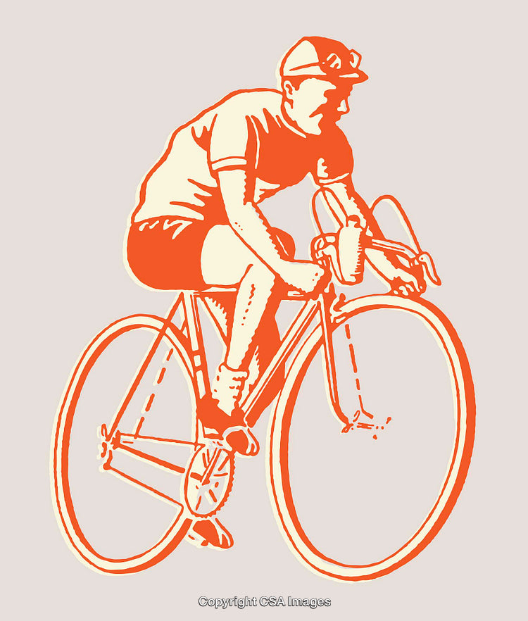 Retro Style Line Art Illustration of a Cyclist on a Racing Bike