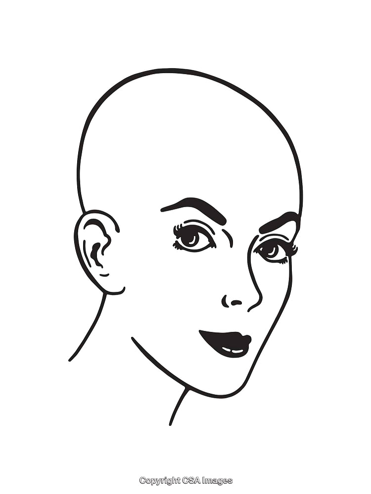 Black and White Line Art of Woman's Face with Expressions